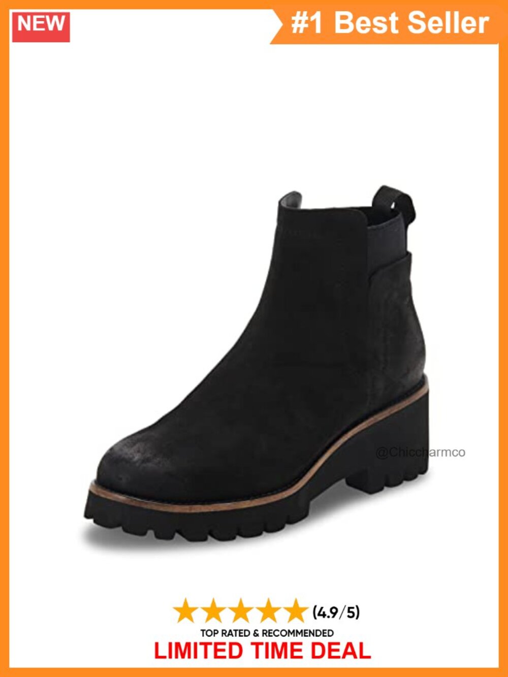 Waterproof Nubuck Leather Ankle Bootie with Cushioned Insole & Block Heel